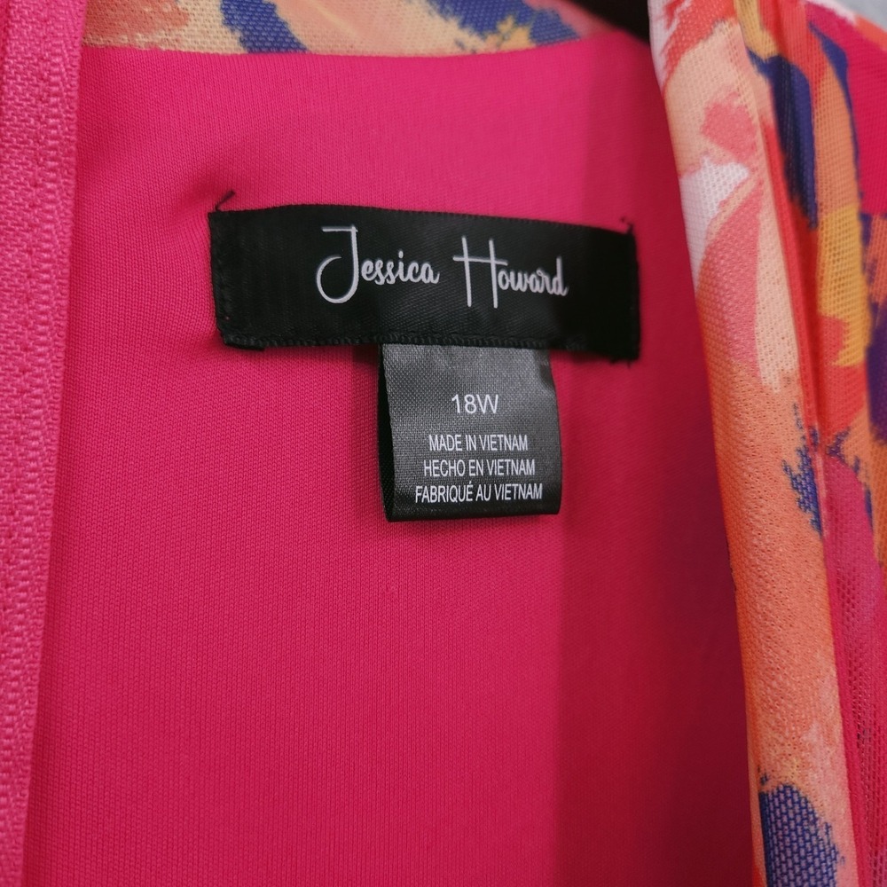 Jessica Howard Floral Surplice Neck Midi Pink Dress Womens Size 18W NWT - Picture 4 of 9